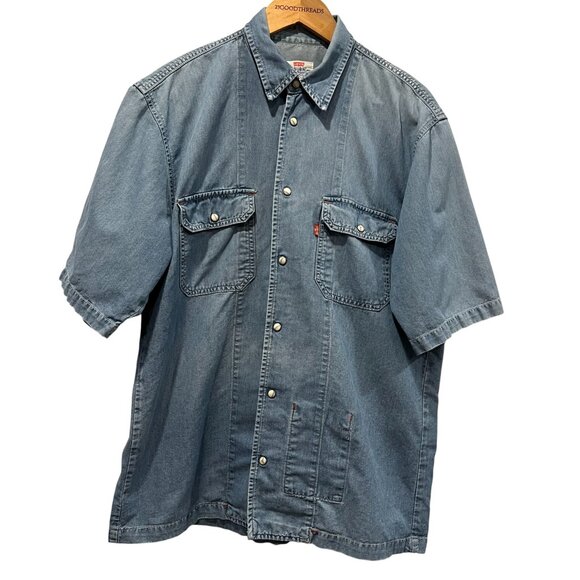Levi's Vintage Denim Short Sleeve Snap Work Shirt, L - Picture 1 of 10